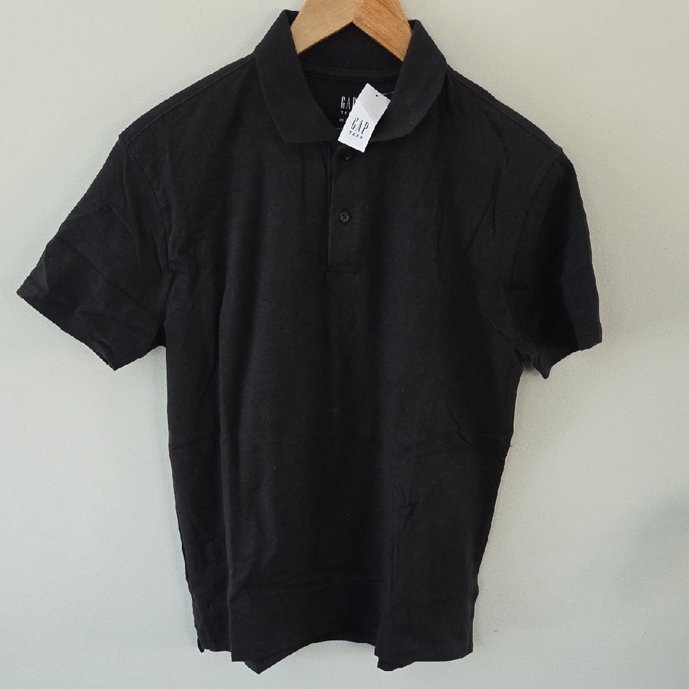 NWT GAP Teen 100% Organically Grown Cotton Classic Black Polo T-Shirt